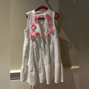 Selini white dress with pink flowers size 8 (like new)